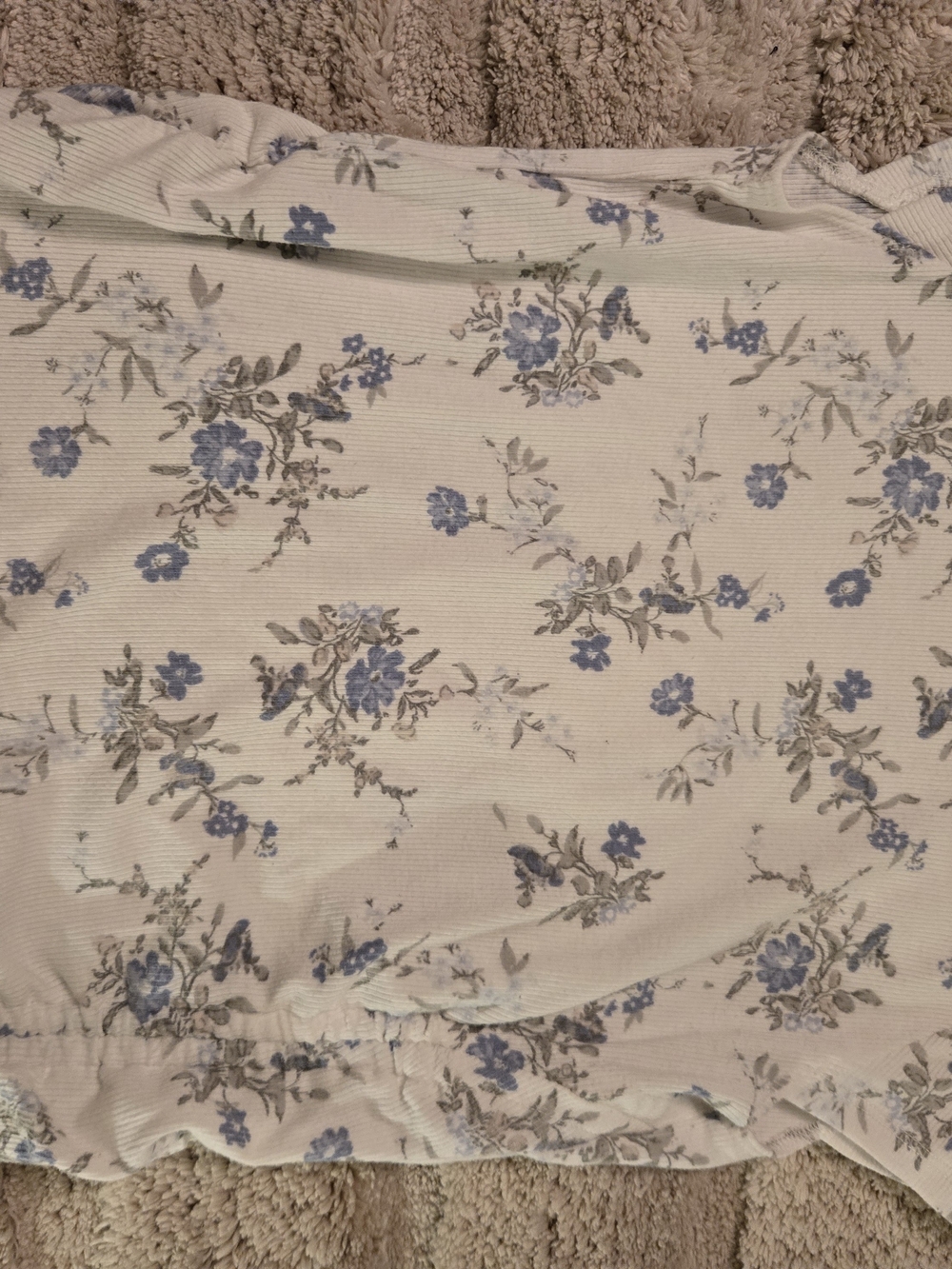 Floral Ribbed Shirt in Cream and Blue